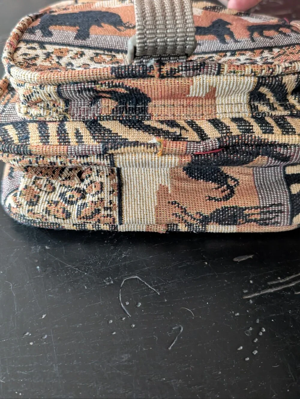 Vintage 90s Y2K Safari Tapestry Crossbody Multi-pocket Utility Bag Gorpcore